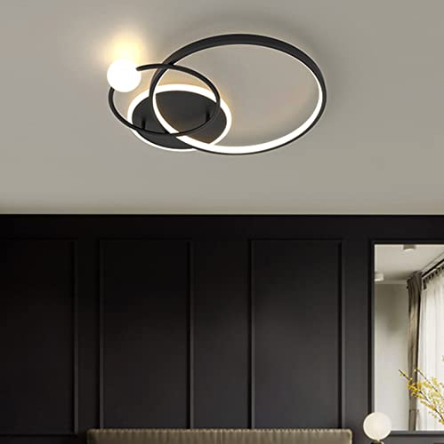 Modern Schlafzimmer Esszimmer Deko Lampe Deckenleuchte Gold Wohnzimmerlampe Hängend Leuchte LED Dimmbar Deckenlampe Rund Ring Design mit Fernbedienung Decke Pendelleuchte Küchen Lampe von Lanekd