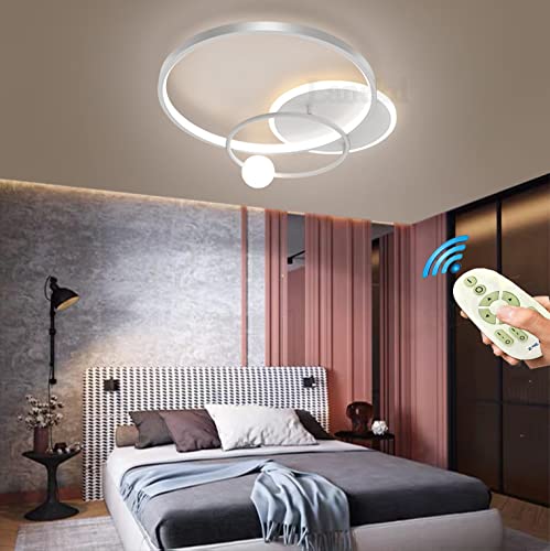 Modern Schlafzimmer Esszimmer Deko Lampe Deckenleuchte Gold Wohnzimmerlampe Hängend Leuchte LED Dimmbar Deckenlampe Rund Ring Design mit Fernbedienung Decke Pendelleuchte Küchen Lampe von Lanekd