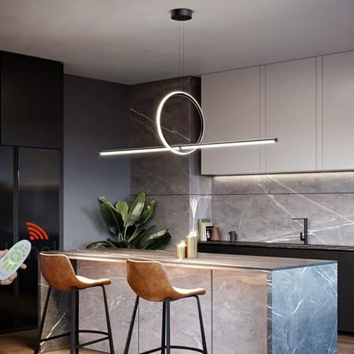 Pendelleuchte/Hängelampe Esstisch, LED Hängeleuchte Esszimmerlampe Küchenlampe Hängend Lampe Modern Ring Dimmbar Wohnzimmerlampe Essecke Küche Bad Deckenlampe mit Fernbedienung Deckenleuchte (L100cm) von Lanekd