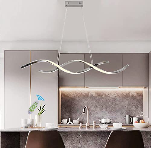 Pendelleuchte Dimmbar Hängelampe Wohnzimmer Esstisch Lampen LED Modern Spirale Hängeleuchte Höhenverstellbar Kronleuchter mit Fernbedienung Küche Esszimmer Schlafzimmer Deckenleuchte von Lanekd