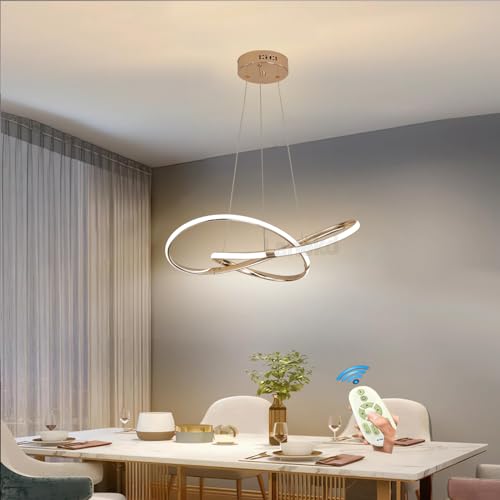 Pendelleuchte Esstisch Modern LED Hängelampe Esstischlampe Esszimmerlampe Dimmbar mit Fernbedienung Ring Deckenleuchte Höhenverstellbar für Schlafzimmer Flur Bar Küche Büro Hängend Lampe (Roségold) von Lanekd