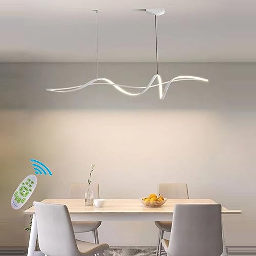Pendelleuchte Esstischlampe LED Dimmbare 120CM Hängelampe Moderne Spirale Design Pendellampe Esszimmerlampe Höhenverstellbarer Küchenlampe für Küche Büro Wohnzimmer Bar Pendelleuchte (Weiß, L160CM) von Lanekd