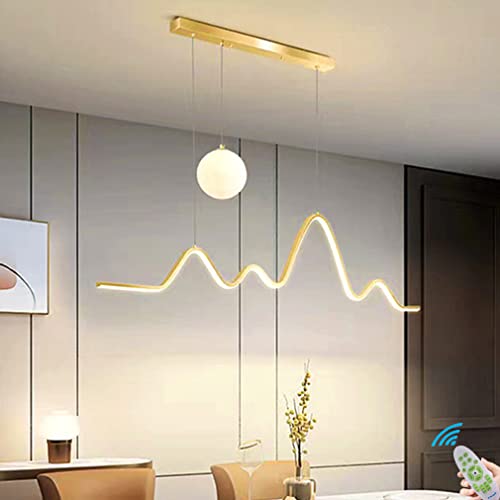 Pendelleuchte LED Wohnzimmerlampe Hängelampe Dimmbar Hoehenverstellbar Esstischlampe Esstisch 40W Hängeleuchte Küchelamp Modern Linear Mit Mondlampe Büro Kinderzimmer Schlafzimmer Kronleuchter von Lanekd
