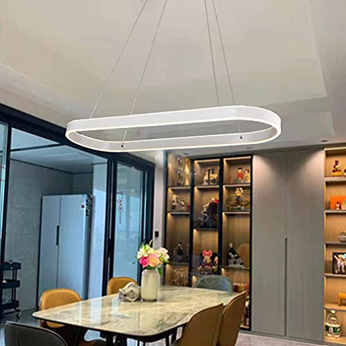 Pendelleuchte Modern Oval Esstischlampen LED Büro Hängeleuchte Dimmbar Wohnzimmer Deckenleuchte Höhenverstellbar Schlafzimmer Deko Hängend Lampen für Küche Bar Esszimmer Deckenlampe von Lanekd