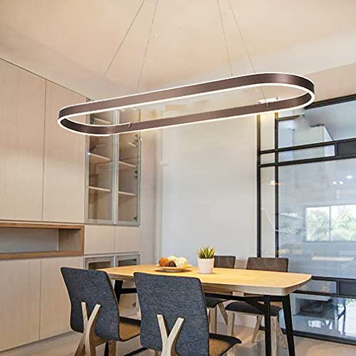 Pendelleuchte Modern Oval Esstischlampen LED Büro Hängeleuchte Dimmbar Wohnzimmer Deckenleuchte Höhenverstellbar Schlafzimmer Deko Hängend Lampen für Küche Bar Esszimmer Deckenlampe von Lanekd