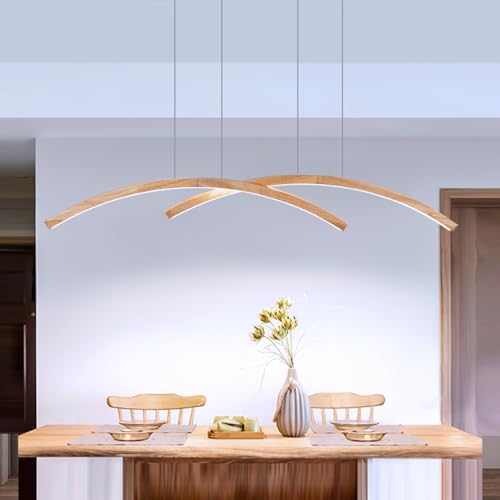 Pendelleuchte Moderne Küche LED Hängelampe LED Holz Bogen Hängend Leuchten Esstischlampe Deckenleuchte Moderni Lineare Esszimmer Wohnzimmer Büro Bogen (White light) von Lanekd