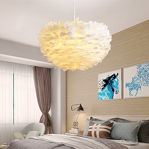 Pendelleuchten Weiße Federlampe E27 Schlafzimmer Lampen Esszimmer Esszimmerlampe Küchen Hängelampe Deko Wohnzimmerlampe Nachttischlampe Kinderzimmer Kronleuchter Mädchen Prinzessin Deckenleuchte von Lanekd