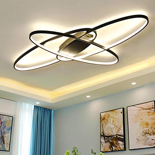 Lanekd Wohnzimmer Deckenleuchte Led Rechteckig Deckenlampe Schlafzimmerlampe 3 Platz Esszimmerlampe 3 Oval Kücheleuchte Dimmbar 3000K-6500K Deko Pendelleuchte (Ovale Schwarz) von Lanekd