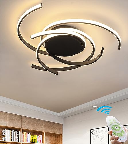 Wohnzimmer Deckenleuchte Schlafzimmer lampe Chic Spirale Design Deckenlampe Modern LED Dimmbar Fernbedienung Jugendzimmer Pendelleuchte Esszimmer Essecke Hausleuchten von Lanekd