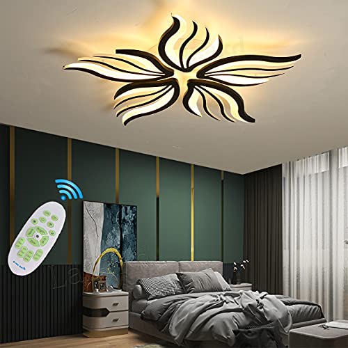 Wohnzimmer Lampe LED Modern Schlafzimmer Deckenleuchte Blumen Design Dimmbar mit Fernbedienung Deckenlampe Esszimmer Esstischlampe Pendelleuchte für Küche Kinder Zimmer Büro Deko Hängend Leuchten von Lanekd