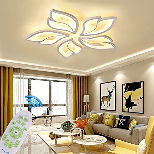 Wohnzimmerlampe LED Deckenleuchte Wohnzimmer Deckenlampe Schlafzimmer Pendelleuchte Dimmbar Modern Decke Kronleuchter Blumen Design Lampe für Esstisch Esszimmer Küche Jugendzimmer mit Fernbedienung von Lanekd
