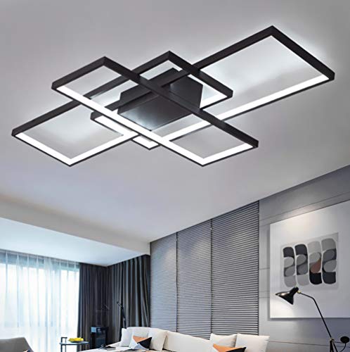 Wohnzimmerlampe Modern Schlafzimmer Deko LED Deckenleuchte mit Fernbedienung Esszimmerlampe Decke Hängelampe Chic Eckig Design Acryl-Schirm Flur Lampe Landhaus Kücheleuchte Bad Deko Deckenlampe von Lanekd