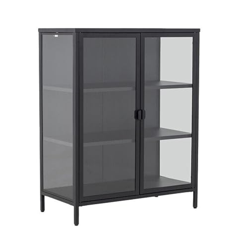 Laneryin Sideboard, Industrial Vitrine, Küchenschrank, Vitrinenschrank, Acryl Glasvitrine Stehend Für Wohnzimmer, Küche, Esszimmer, Industriestil, Schwarz von Laneryin