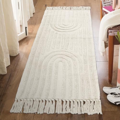 Lanffia Boho-Läufer, 5x12.7 cm, waschbar, Beige, Regenbogen-Tufting, Küchenläufer mit Quasten, böhmische Baumwolle, gewebt, Akzent-Teppich für Zuhause, Wohnzimmer, Waschküche, Badezimmer Lanffia Boho-Läufer, 5x12.7 cm, waschbar, Beige, Regenbogen-Tufting, Küchenläufer mit Quasten, böhmische Baumwolle, gewebt, Akzent-Teppich für Zuhause, Wohnzimmer, Waschküche, Badezimmer von Lanffia
