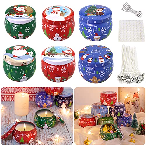 Set zur Herstellung von Weihnachtskerzen, Dosen, Dosen, Kerzen, Dosen, Dochte, Aufkleber, Dochte für Weihnachten, DIY-Kerzen, Süßigkeiten, Party, trockene Aufbewahrung, Gewürze, Camping, Geschenk von Lanfly