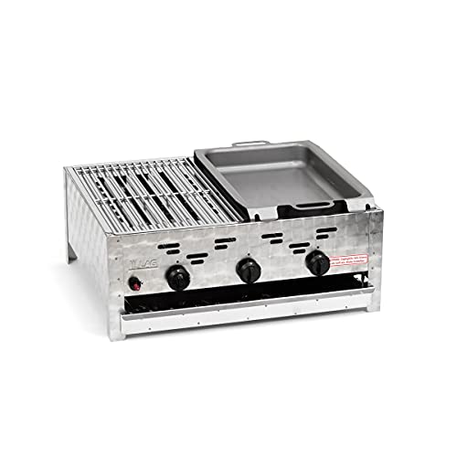 Gasgrill-Kombibräter 11kW 3-flammiger Edelstahl-Brenner mit kleinem Grillrost und kl. Stahlpfanne Gastrobräter Profigrill Verein von Lang Grilltechnik