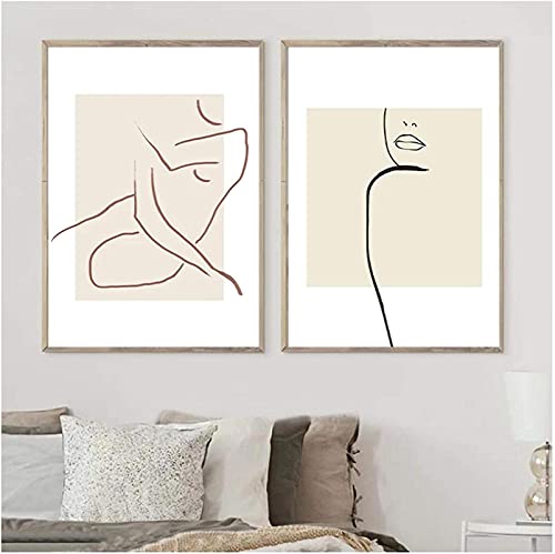 Drucke für Wände 2x50x70cm ohne Rahmen Grafik Abstract Sexy Frau Körper Fine Line Art Druck Neutrale Wandbilder Minimalist Poster Decor von LangGe