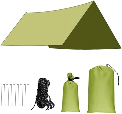 LangRay Zeltplane Wasserdicht, 3m x 3m Camping Tarp Ultraleicht Hängematte Sonnensegel wasserdichte Zeltunterlage Oxford-Plane 2000mm Regenschutz Sonnenschutz für Outdoor Reisen Strand, Grün von LangRay