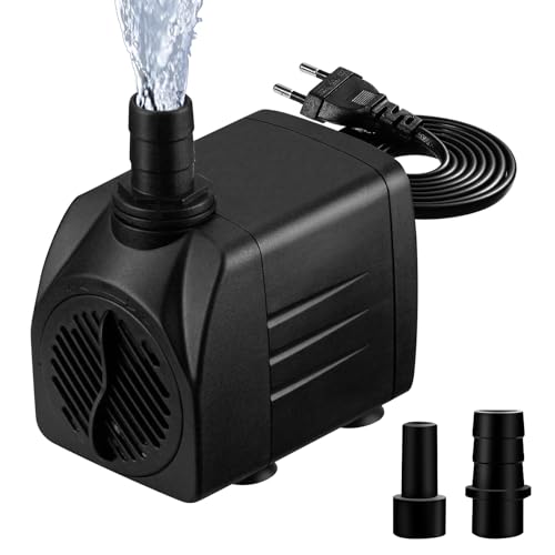 Mini Wasserpumpe 10W 600L/H Tauchpumpe Teichpumpe Brunnenpumpe Aquariumpump mit 4 Saugnäpfen, maximale Sprühhöhe 1.25M, 220V, 50HZ für Teich Brunnen Aquarium Garten von LangRay
