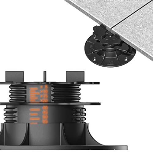 10x LANGFIT® Stelzlager "L" für Terrassenplatten – Bis 50% schneller montiert – Mit Maßskala – Stufenlos höhenverstellbar von 35 bis 75mm / Fugenkreuz 3mm – Made in Germany – MS-SL35-075-FK von Langfit