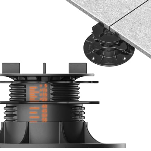 10x LANGFIT® Stelzlager "L" für Terrassenplatten – Mit Auto-Nivellierung 0-7% – Bis 50% schneller montiert – Mit Maßskala – Stufenlos höhenverstellbar von 43-83mm / Fugenkreuz 3mm – Made in Germany von Langfit