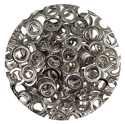 100 Stück Metall Ösen rostfrei (Eyelet) mit Scheiben 14 mm für Leder Planen Zelte Kleidung (silber) von Langlauf Schuhbedarf
