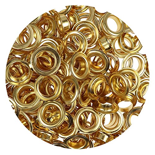 100 Stück Metall Ösen rostfrei (Eyelet) mit Scheiben 14 mm für Leder Planen Zelte Kleidung (gold) von Langlauf Schuhbedarf