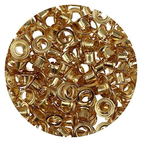 100 Stück Metall Ösen rostfrei (Eyelet) mit Scheiben 4 mm für Leder Planen Zelte Kleidung (gold) von Langlauf Schuhbedarf