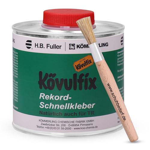 Langlauf Schuhbedarf 300g Dose EPDM Kleber - Kontaktkleber - veganer Kraftkleber - Kövulfix Rekord Schuhkleber extra stark wasserfest mit Klebstoffpinsel - Sohlenkleber Lederkleber Alleskleber von Langlauf Schuhbedarf