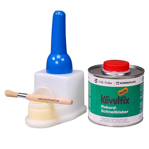 Kontaktkleber Kövulfix Rekord 300g Schnellkleber + Sparbehälter 0,4l + Auftragspinsel Kontaktklebstoff Universalkleber Lederkleber Schuhkleber - wasserfest, extra stark und elastisch - Schuhsohlen Kontaktkleber Kövulfix Rekord 300g Schnellkleber + Sparbehälter 0,4l + Auftragspinsel Kontaktklebstoff Universalkleber Lederkleber Schuhkleber - wasserfest, extra stark und elastisch - Schuhsohlen von Langlauf Schuhbedarf