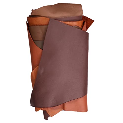 Langlauf Schuhbedarf 1KG Lederstücke Braun - Lederstücke - Zuschnitte aus echtem Leder in zufälligen Größen und klassischem Braun - Lederreste Stücke mit verschiedenen Formen - Handsortiert von Langlauf Schuhbedarf