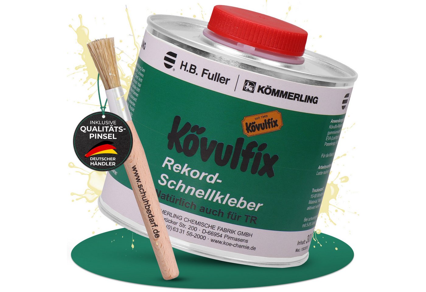 Langlauf Schuhbedarf Klebstoff Kövulfix Schuhkleber300g extra stark inklusive Langlauf Auftragspinsel, (2-tlg) von Langlauf Schuhbedarf