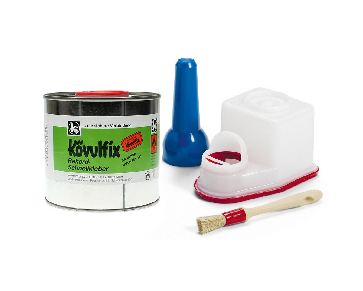 Langlauf Schuhbedarf Klebstoff Kövulfix Schuhmacherkleber 300g Dose mit Sparbehälter & Auftragspinsel, (2-tlg) von Langlauf Schuhbedarf