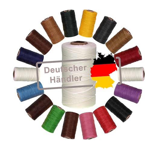 Langlauf Schuhbedarf Ledergarn gewachst 1mm x 0,3mm I Sattlergarn - gewachster Faden aus Polyester stabil & haltbar I Wachsgarn Forellenfaden Outdoor Nähgarn in Profiqualität (weiss) von Langlauf Schuhbedarf