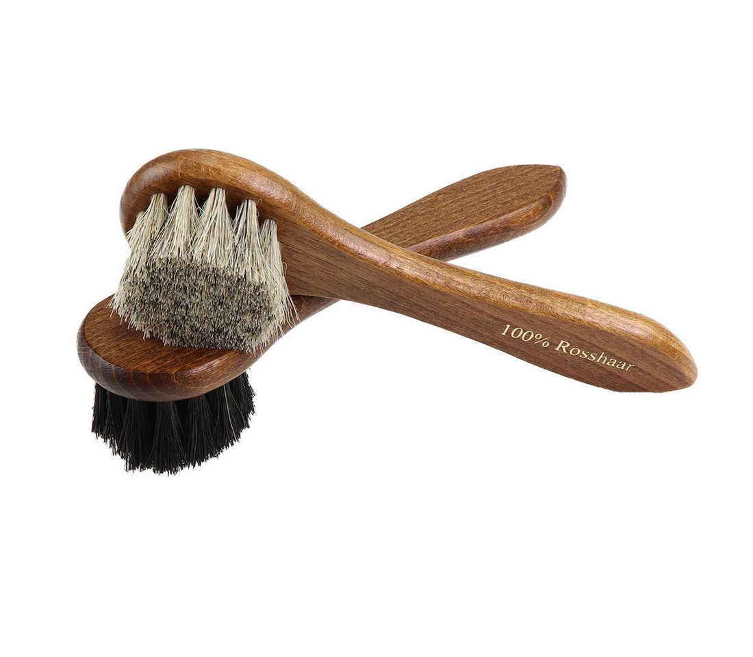 Langlauf Schuhbedarf Reinigungsbürsten-Set 2er Set Rosshaar Auftragsbürste Cremebürste dunkel lackiert, (2-tlg) von Langlauf Schuhbedarf