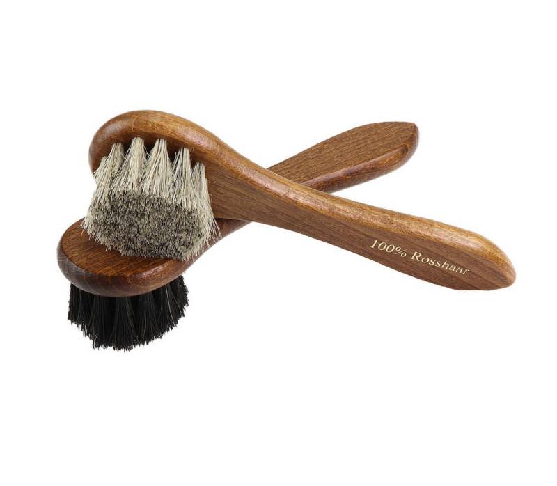 Langlauf Schuhbedarf Reinigungsbürsten-Set 2er Set Rosshaar Auftragsbürste Cremebürste dunkel lackiert, (2-tlg) von Langlauf Schuhbedarf
