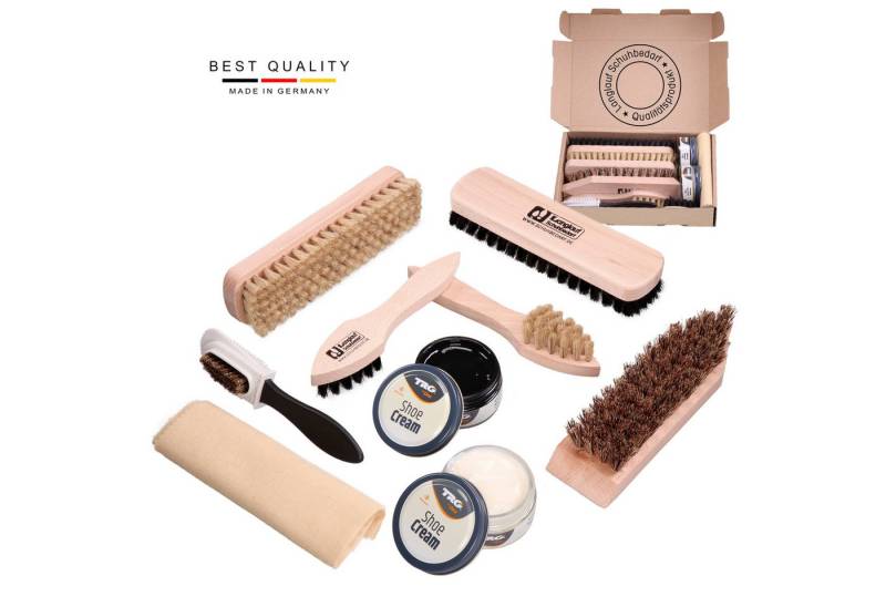Langlauf Schuhbedarf Reinigungsbürsten-Set Langlauf Schuhbedarf Schuhputzset II, Lederschuhe, Ledersitze, (Schuhputzset, 9-tlg, Schuhbürste) von Langlauf Schuhbedarf