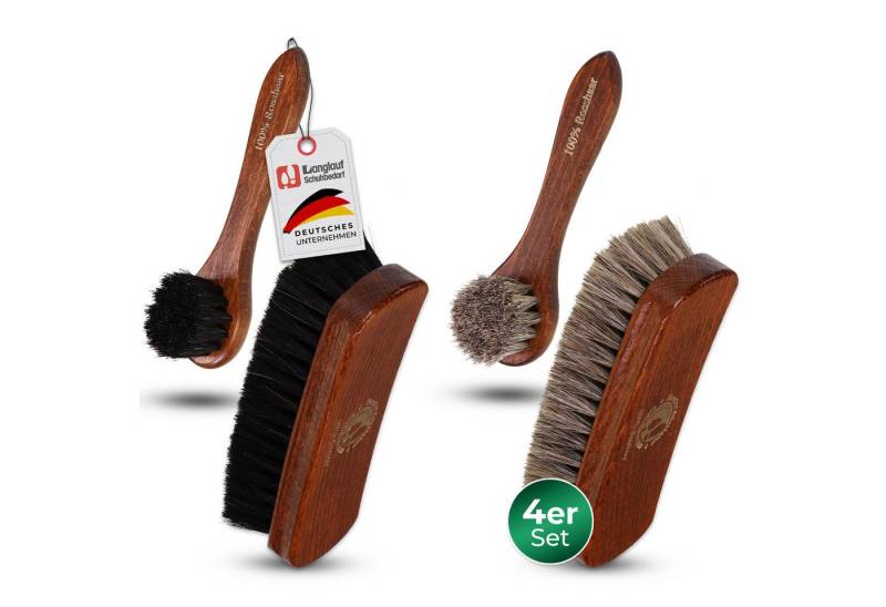 Langlauf Schuhbedarf Reinigungsbürsten-Set Premium Classic Bürsten SET mit Rosshaar, Schuhe, (Set, 4-tlg), Premium-Qualität „Made in Germany“ von Langlauf Schuhbedarf