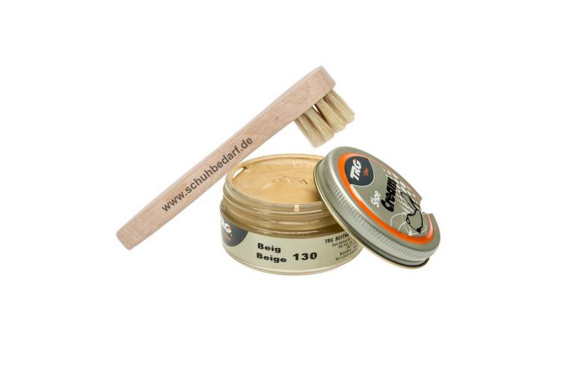 Langlauf Schuhbedarf TRG Schuhcreme Glastiegel + Auftragsbürste beige 130 Schuhcreme, Glastiegel, 50 ml von Langlauf Schuhbedarf