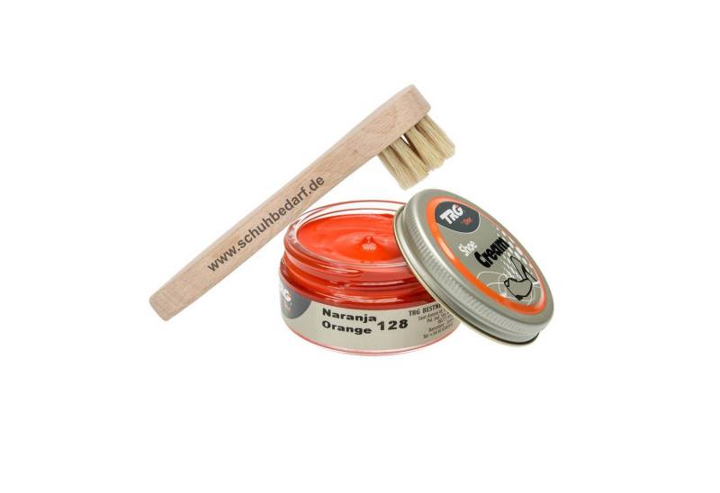 Langlauf Schuhbedarf TRG Schuhcreme Glastiegel + Auftragsbürste orange 128 Schuhcreme, Glastiegel, 50 ml von Langlauf Schuhbedarf
