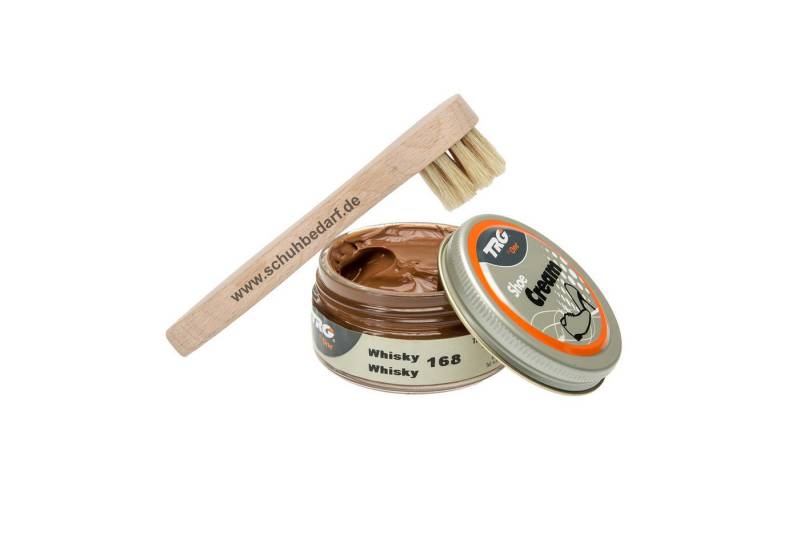 Langlauf Schuhbedarf TRG Schuhcreme Glastiegel + Auftragsbürste whisky 168 Schuhcreme, Glastiegel, 50 ml von Langlauf Schuhbedarf