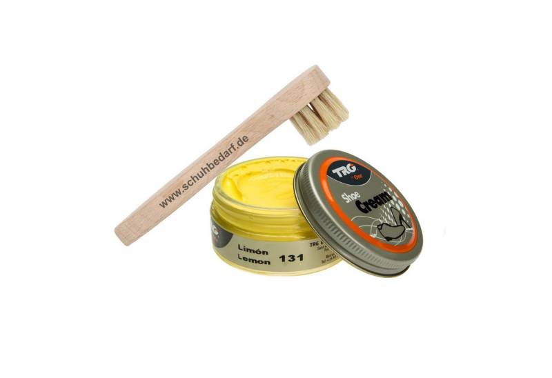 Langlauf Schuhbedarf TRG Schuhcreme Glastiegel + Auftragsbürste Lemon 131 Schuhcreme, Glastiegel, 50 ml von Langlauf Schuhbedarf