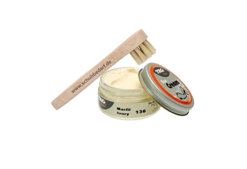 Langlauf Schuhbedarf TRG Schuhcreme Glastiegel + Auftragsbürste ivory 136 Schuhcreme, Glastiegel, 50 ml von Langlauf Schuhbedarf