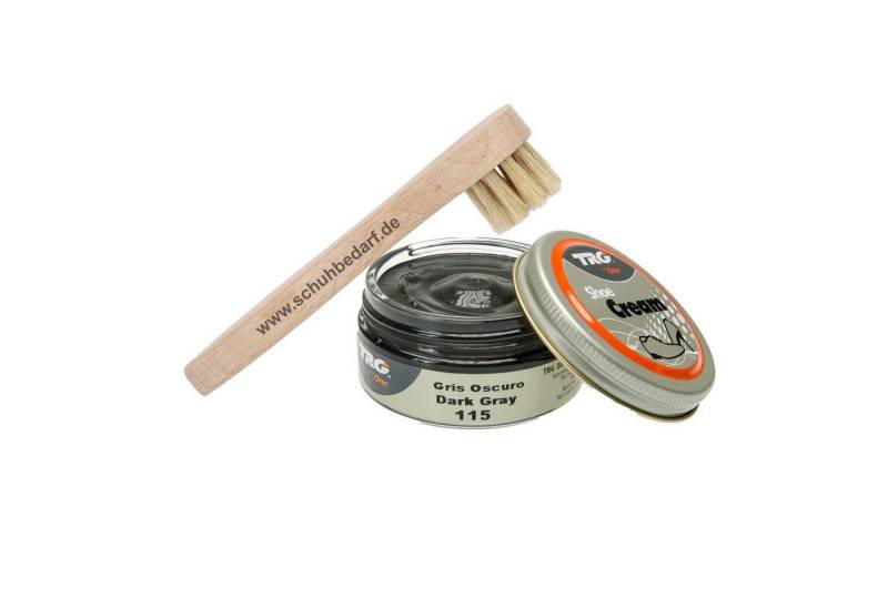 Langlauf Schuhbedarf TRG Schuhcreme Glastiegel + Auftragsbürste dunkelgrau Schuhcreme, Glastiegel, 50 ml von Langlauf Schuhbedarf