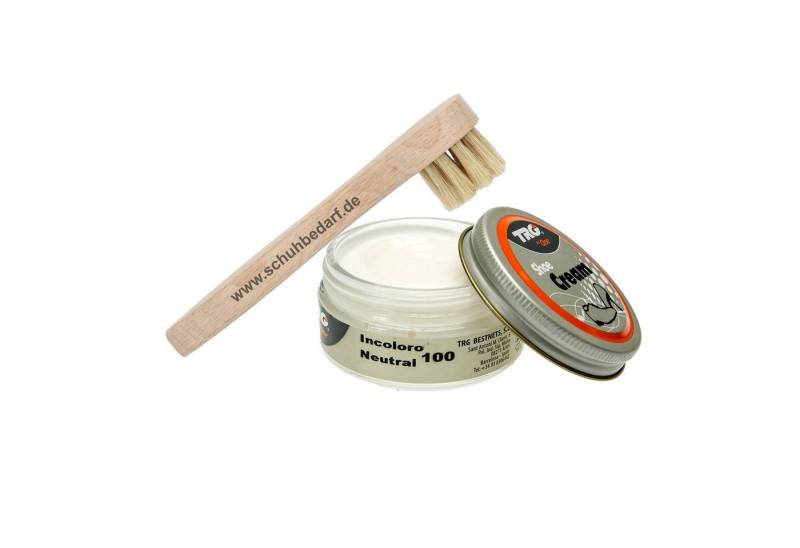 Langlauf Schuhbedarf TRG Schuhcreme Glastiegel + Auftragsbürste farblos Schuhcreme, Glastiegel, 50 ml von Langlauf Schuhbedarf