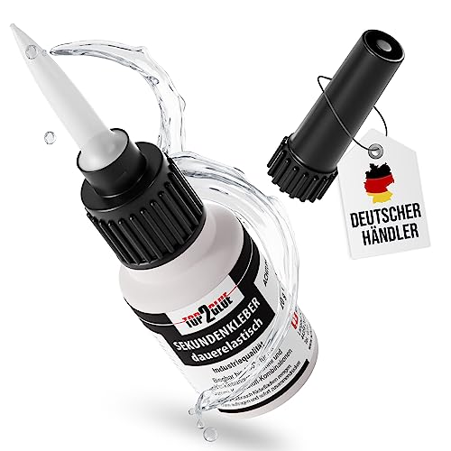 Sekundenkleber extra stark flexibel 20g Top2Glue Industriequalität Schuhkleber, Reifenkleber, Gummikleber, KFZ - Cyanacrylat Superkleber von Langlauf Schuhbedarf (1 Flasche) von Langlauf Schuhbedarf