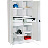 PAVOY Schwerlastschrank Premium mit Mittelwand, 6 Fachböden + Schubladen 2x75 + 2x125 + 2x175 mm, enzianblau, lichtgrau von Pavoy