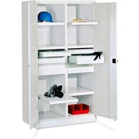 PAVOY Schwerlastschrank Premium mit Mittelwand, 6 Fachböden + Schubladen 6x175 mm, himmelblau, lichtgrau von Pavoy