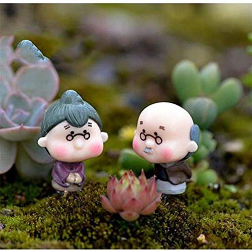 2 Stück Miniatur Alte Oma Opa Figurine Harz-fee Hausgarten-Craft-dekor von Lankater