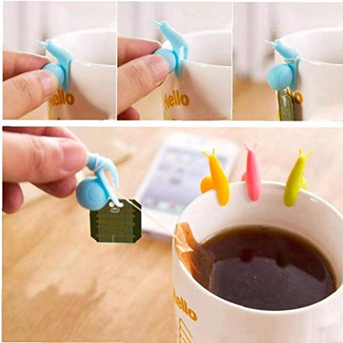5 Pcs/Set Schnecke Form Teebeutelhalter Silikon Tier Teabags Aufhänger Infusers Sieb Clip Für Schalen-becher Zufällige Farbe von Lankater